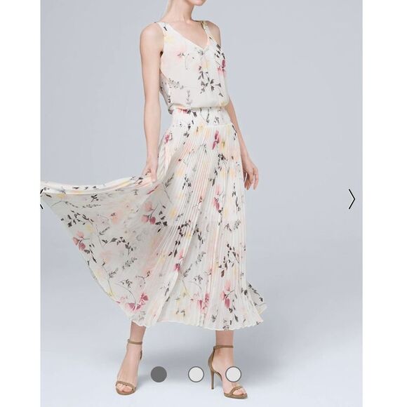 White House black Floral-Print Soft Pleated
Midi Dress size 8 - Picture 7 of 11